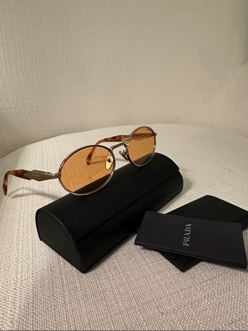 Prada Gold Frame Sunglasses with Amber Lenses